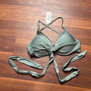 Phurro, womens green bikini top, XL, new with tags